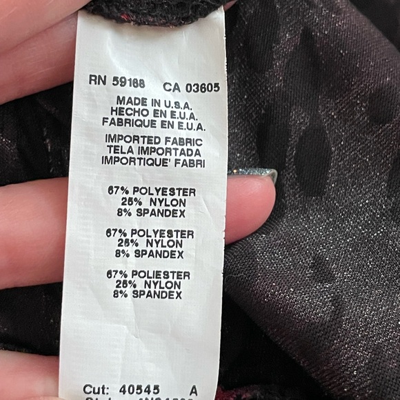 Karen Kane red black velvet burn out blouse size small faux wrap spandex sheer - Picture 14 of 16